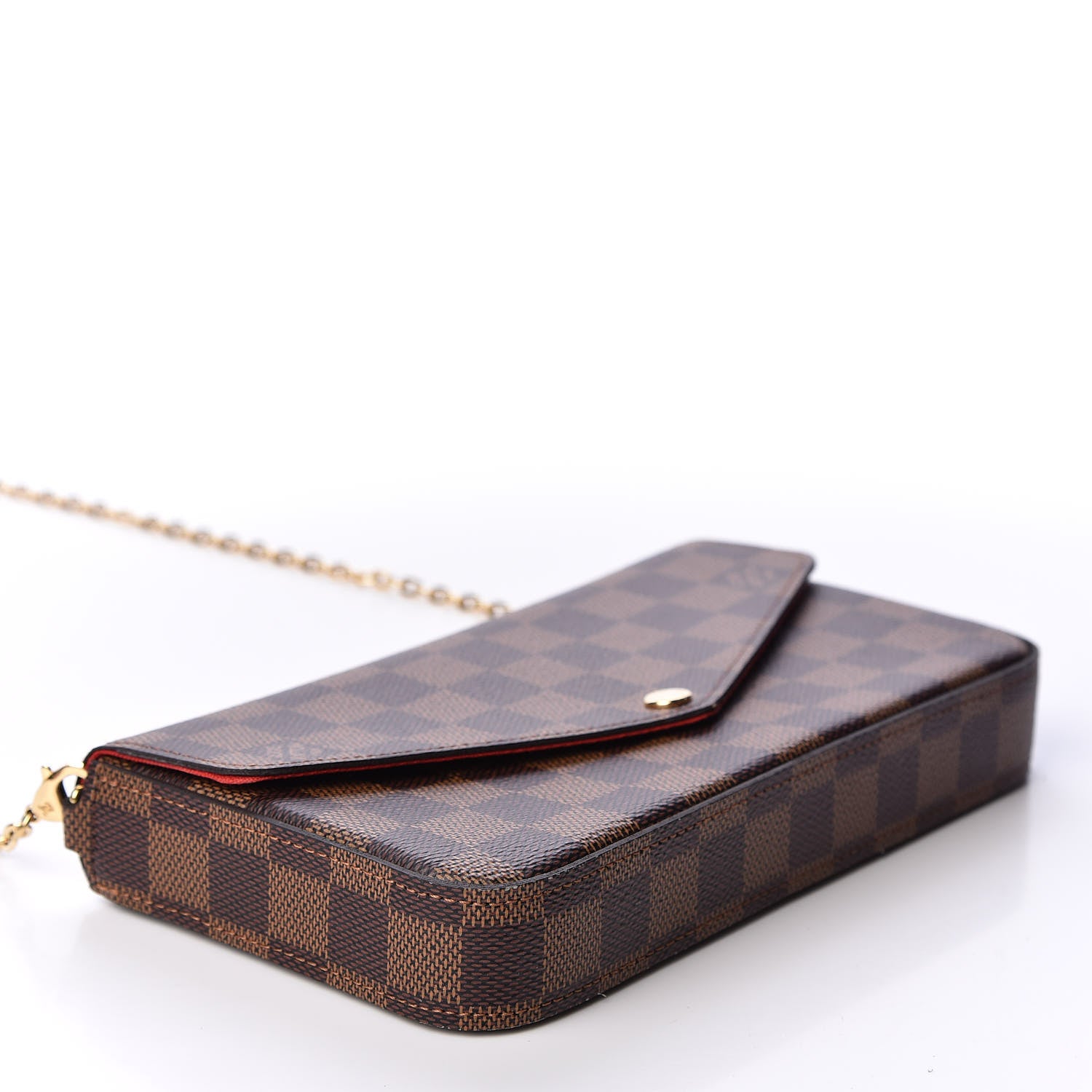 Louis Vuitton Damier Ebene Pochette Felicie Chain Wallet 3 of 12