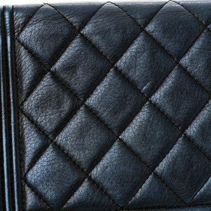 Chanel Metallic Calfskin Quilted Boy Wallet On Chain WOC Navy Blue 16 of 16