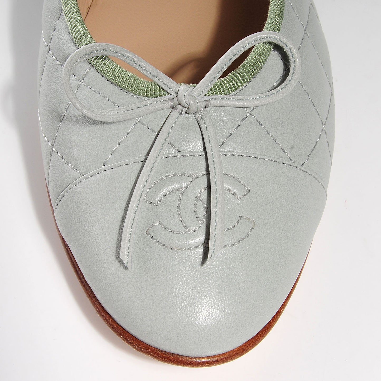 Quilted Leather CC Ballerina Flats 39 Green