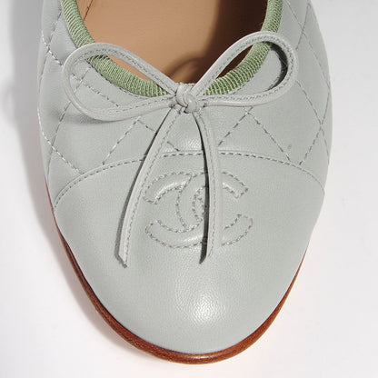 Chanel Quilted Leather CC Ballerina Flats 39 Green 9 of 9
