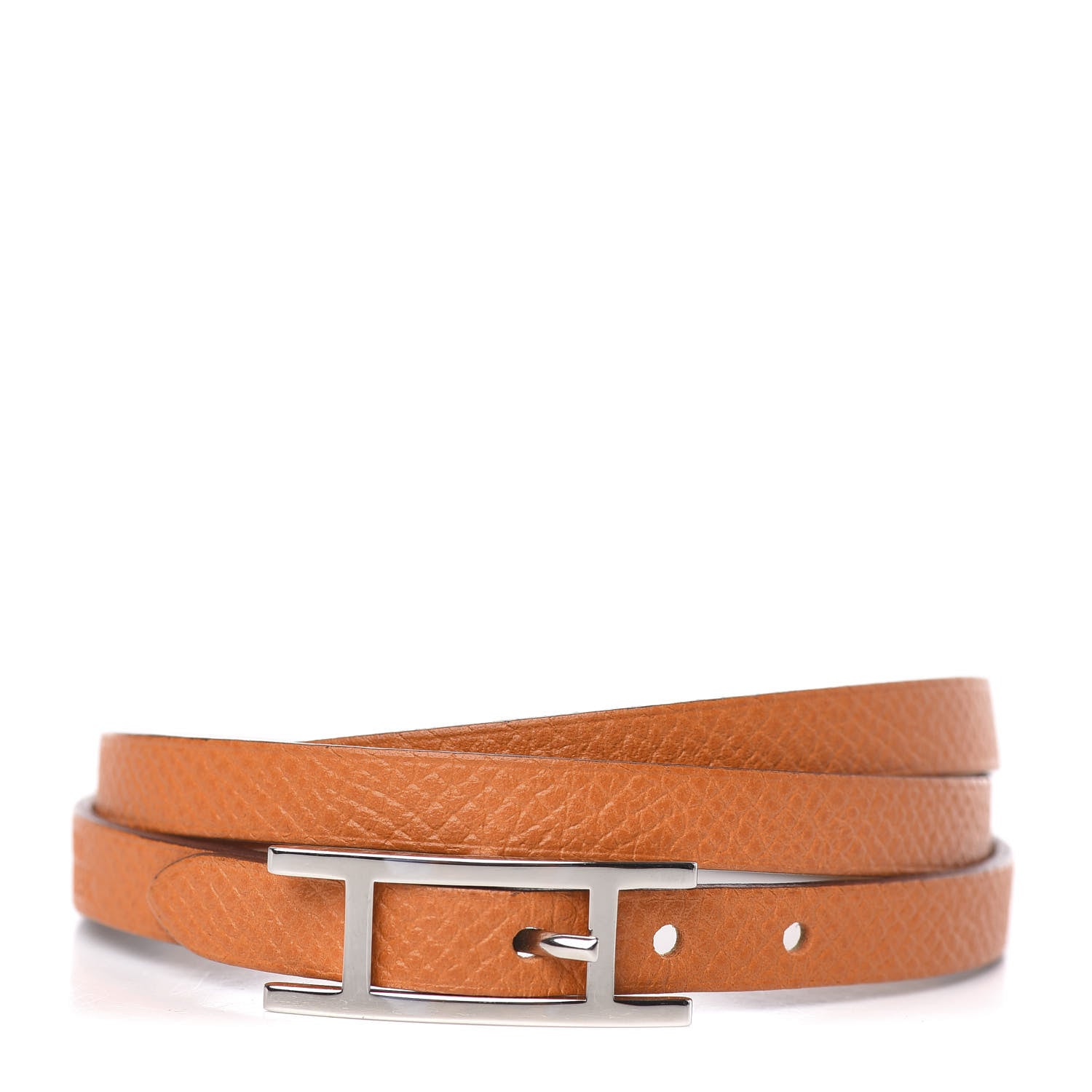 Hermes Epsom Hapi 3 MM Triple Tour Wrap Bracelet S Orange 1 of 6