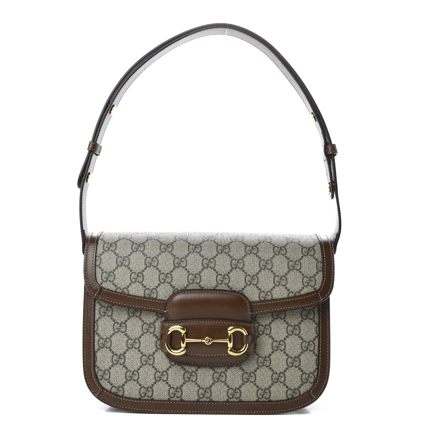 GG Supreme Monogram Horsebit 1955 Shoulder Bag Beige Brown Sugar