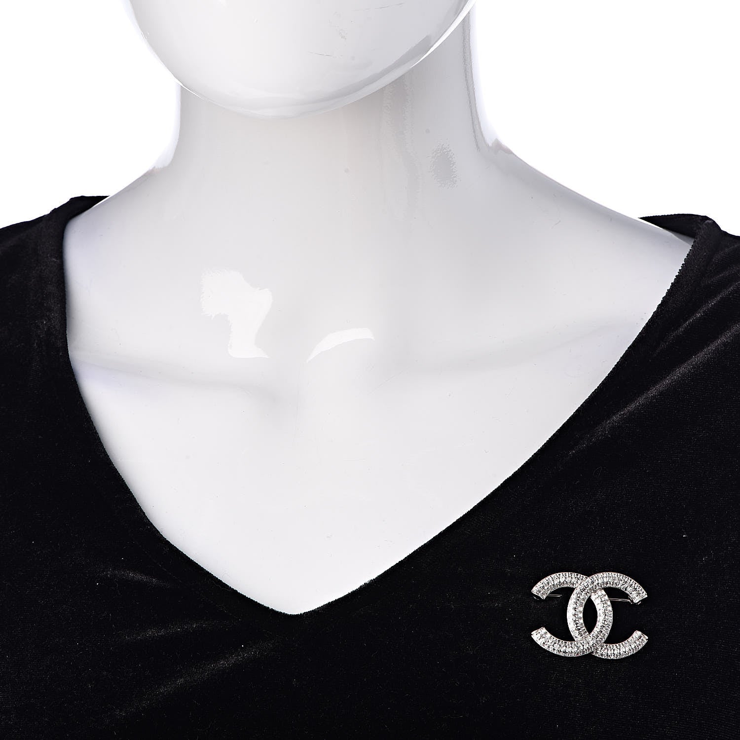 Chanel Crystal CC Brooch Silver 2 of 5