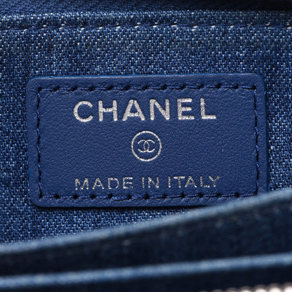 Chanel Denim Quilted Zip Coin Purse Blue 6 of 8