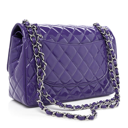 Chanel Patent Calfskin Quilted Jumbo Double Flap Purple 3 of 10