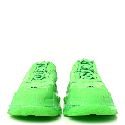 Balenciaga Fabric Mesh Clear Sole Womens Triple S Sneakers 36 Fluo Green 3 of 8