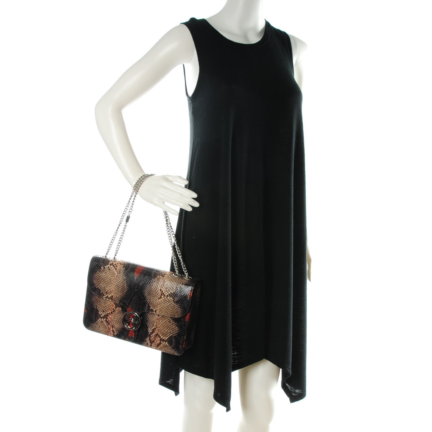 Python Medium Interlocking Shoulder Bag Grey Orange