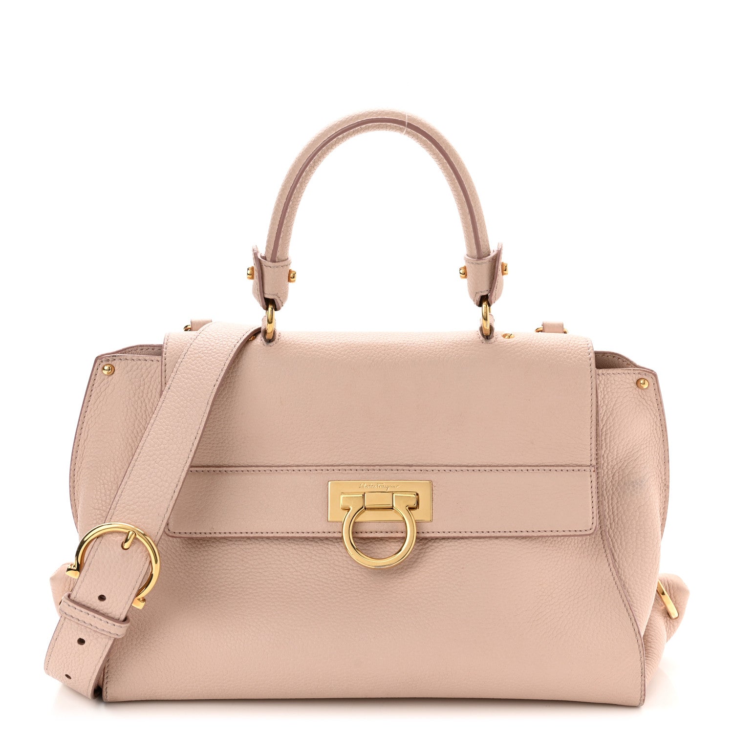 Salvatore Ferragamo Grained Calfskin Sofia Satchel Light Pink 1 of 13