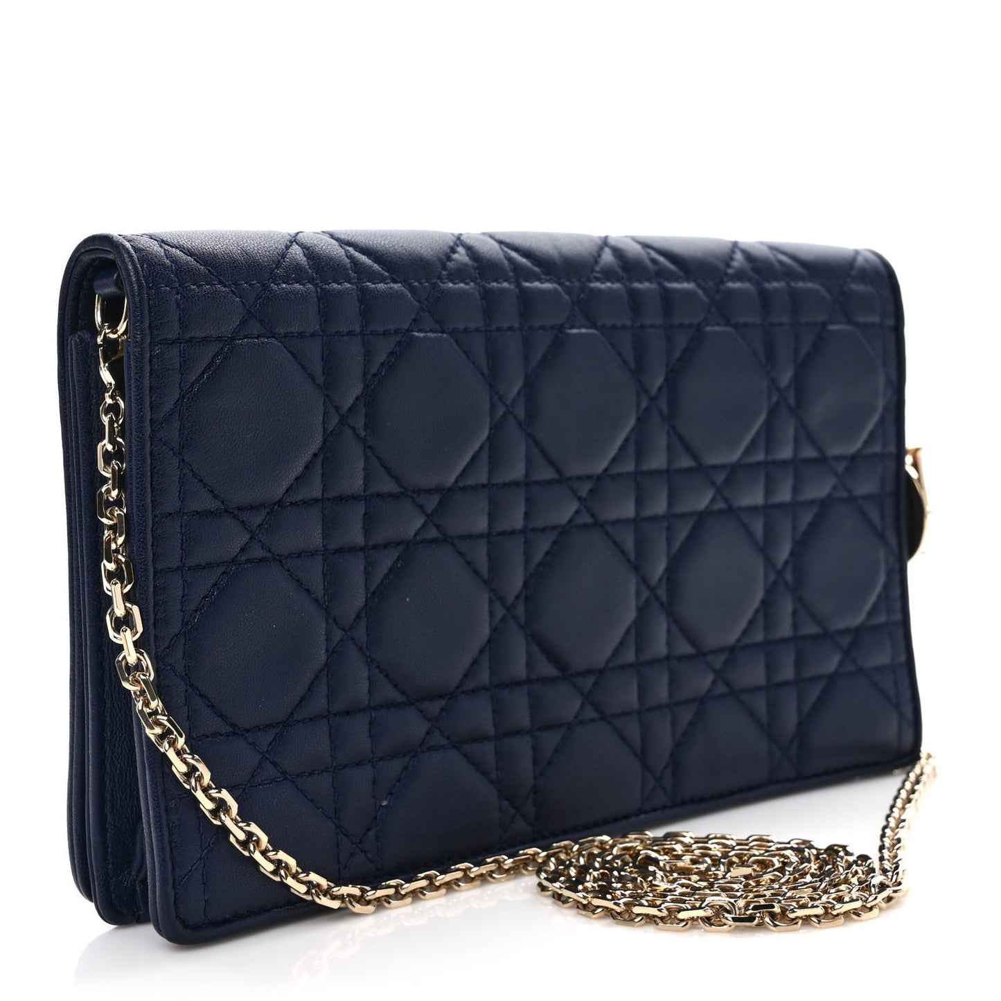 Lambskin Cannage Lady Dior Pouch Navy