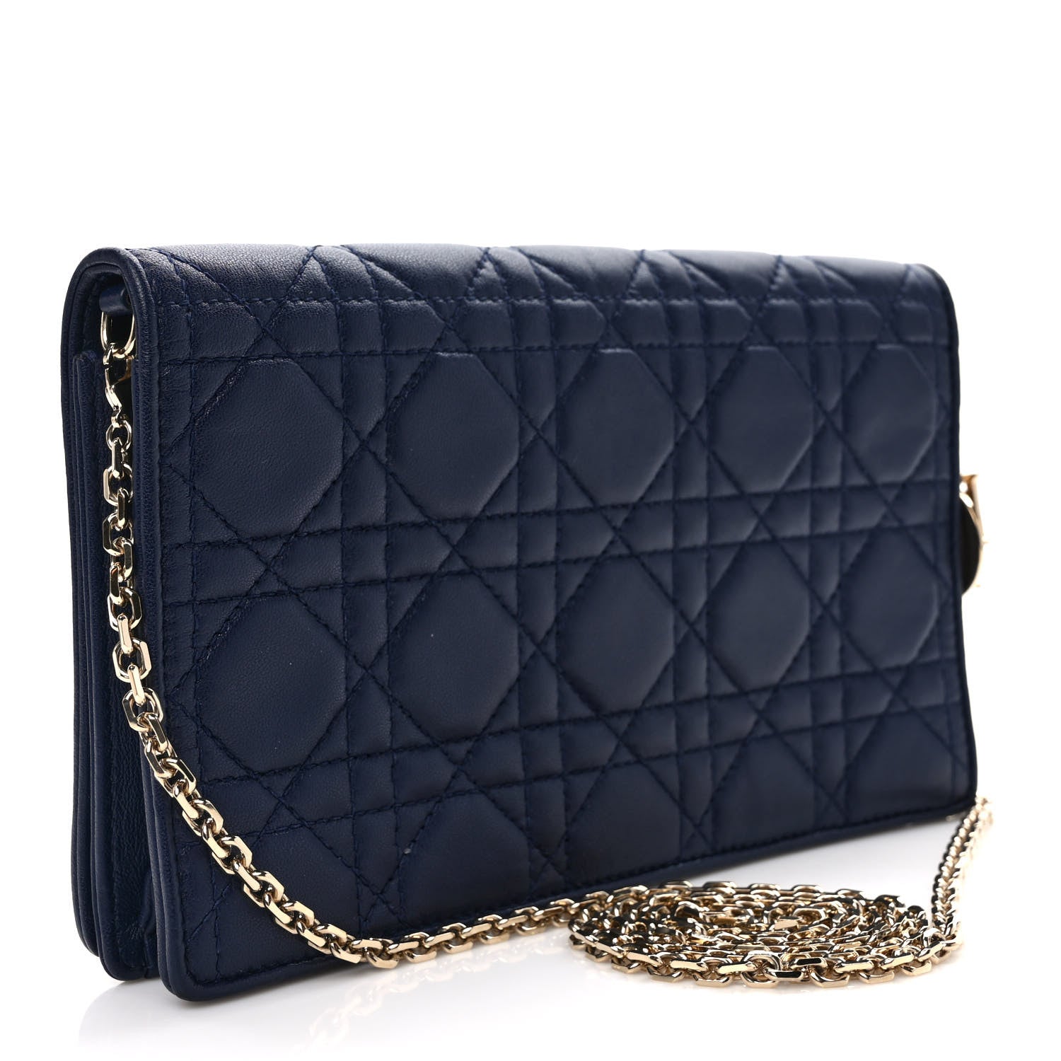 Christian Dior Lambskin Cannage Lady Dior Pouch Navy 3 of 8