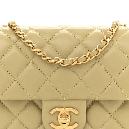 Chanel Lambskin Enamel Quilted Mini Coco Hearts Square Flap Light Green 8 of 12