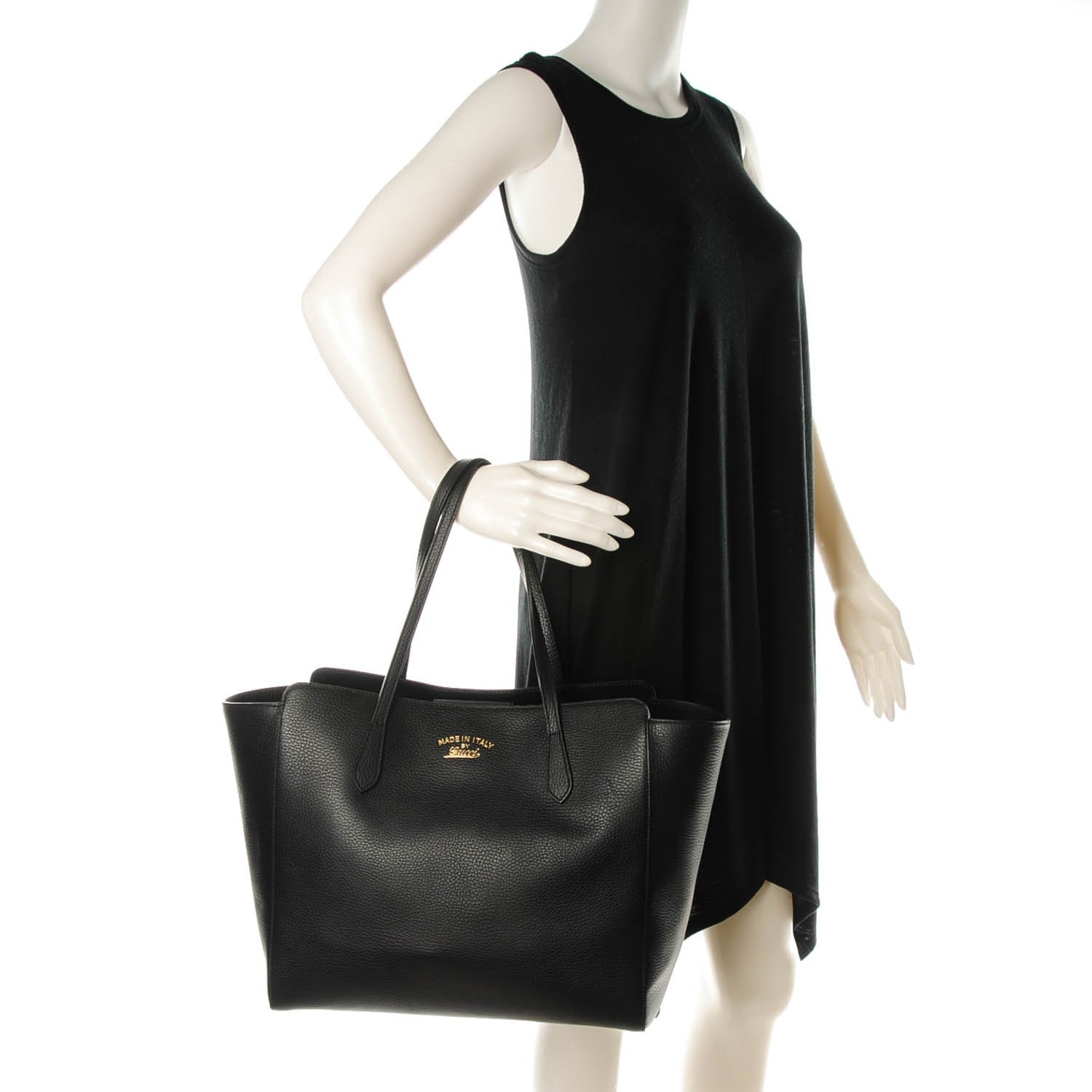 Gucci Pebbled Calfskin Medium Swing Tote Black 2 of 6