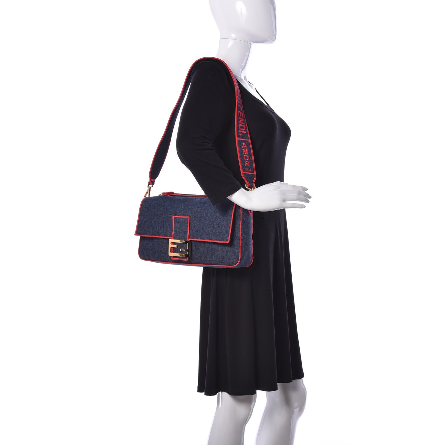 Denim Large Baguette Blue Rosso