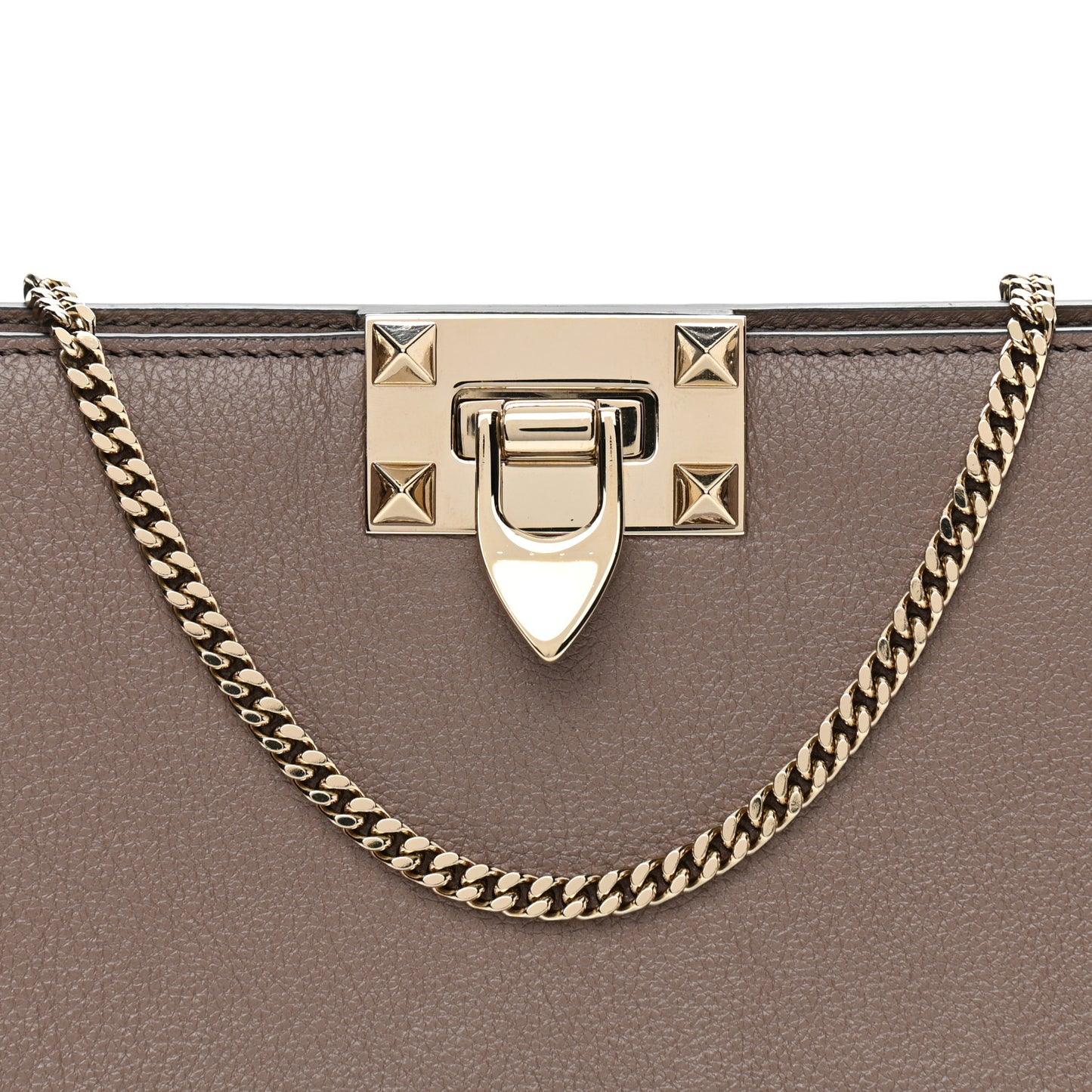 Calfskin Rockstud Mini Chain Shoulder Bag Poudre