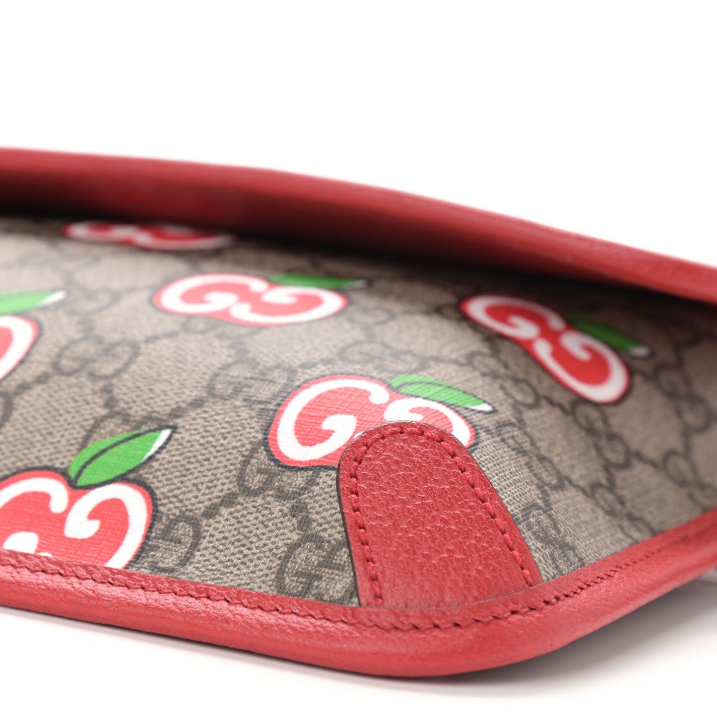 GG Supreme Monogram Apple Interlocking G Belt Bag Beige Multicolor Lobster Red