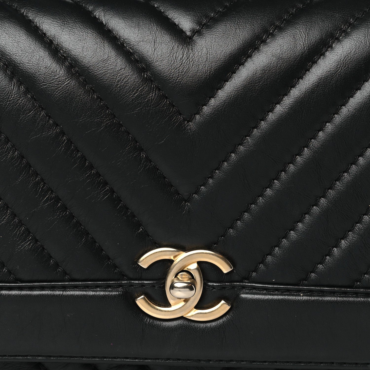 Chanel Calfskin Chevron Quilted Top Handle Flap Black 8 of 10