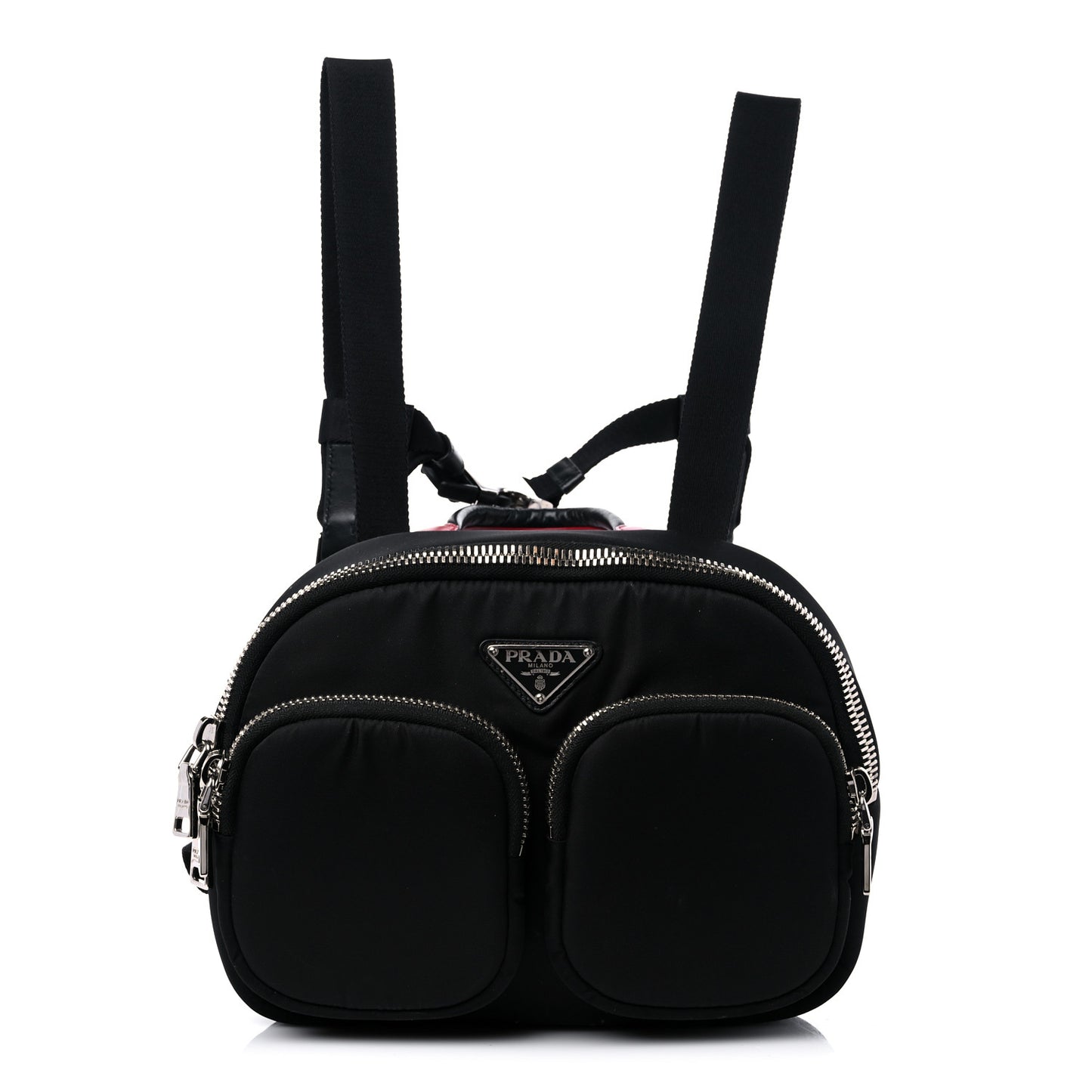 Tessuto Nylon Pocket Top Handle Cargo Backpack Black