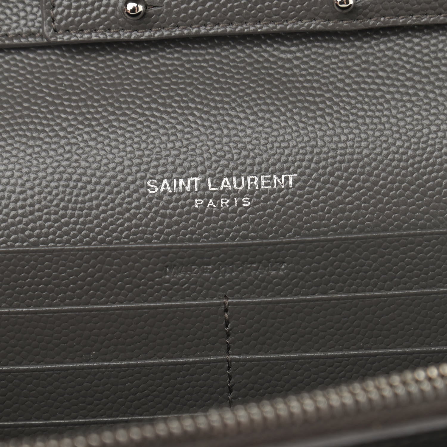 Saint Laurent Grain De Poudre Matelasse Chevron Monogram Chain Wallet Grey 6 of 10