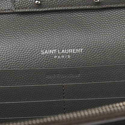 Saint Laurent Grain De Poudre Matelasse Chevron Monogram Chain Wallet Grey 6 of 10