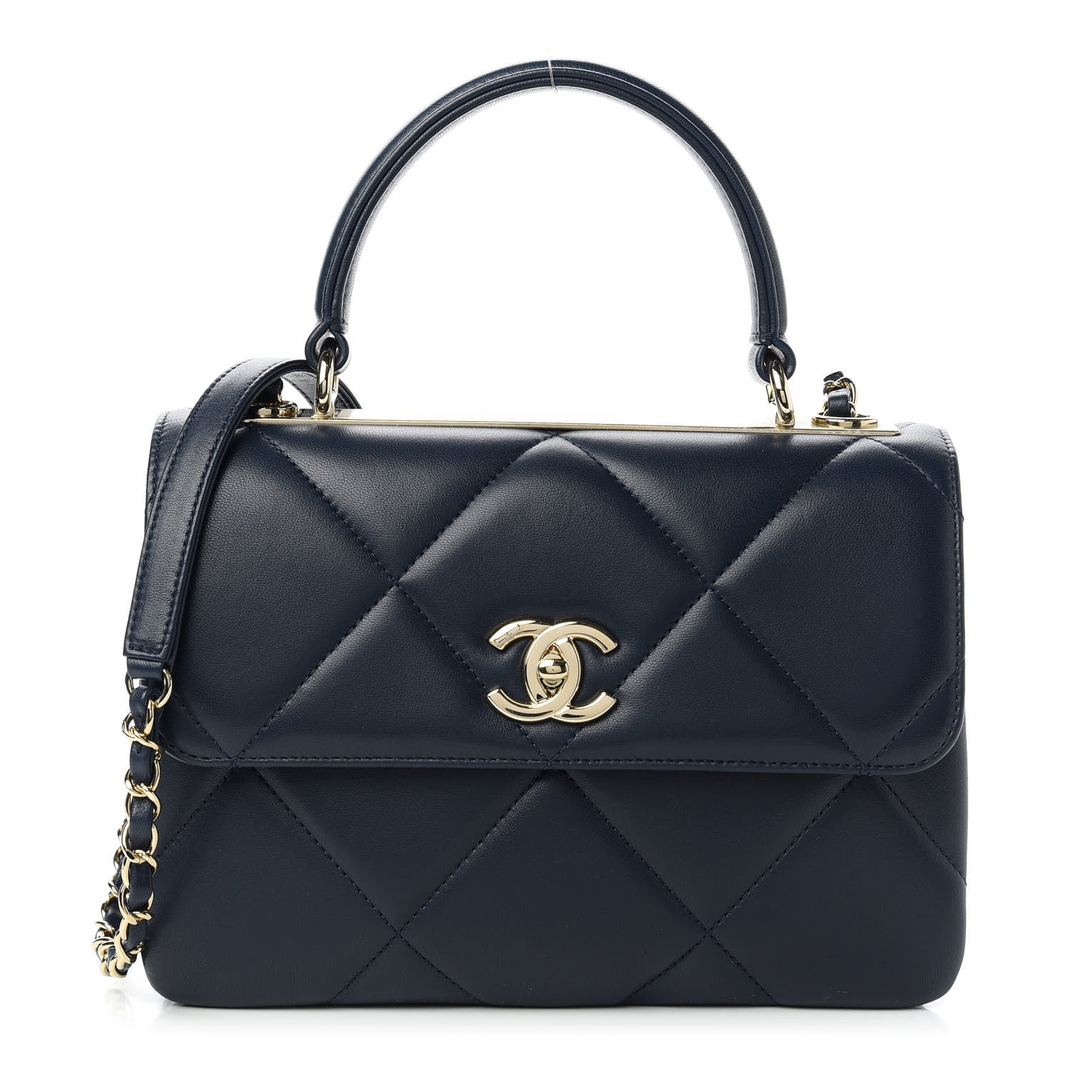 Chanel Lambskin Quilted Small Trendy CC Dual Handle Flap Bag Navy 1 of 12