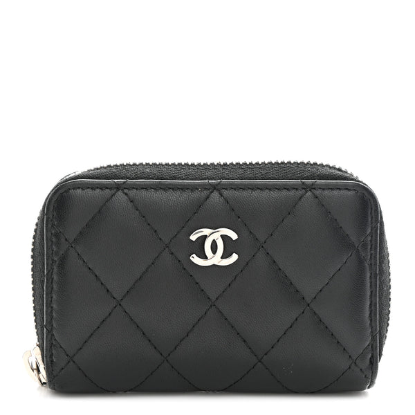 Chanel Lambskin Quilted Zip Coin Purse Black 1832935 – FASHIONPHILE