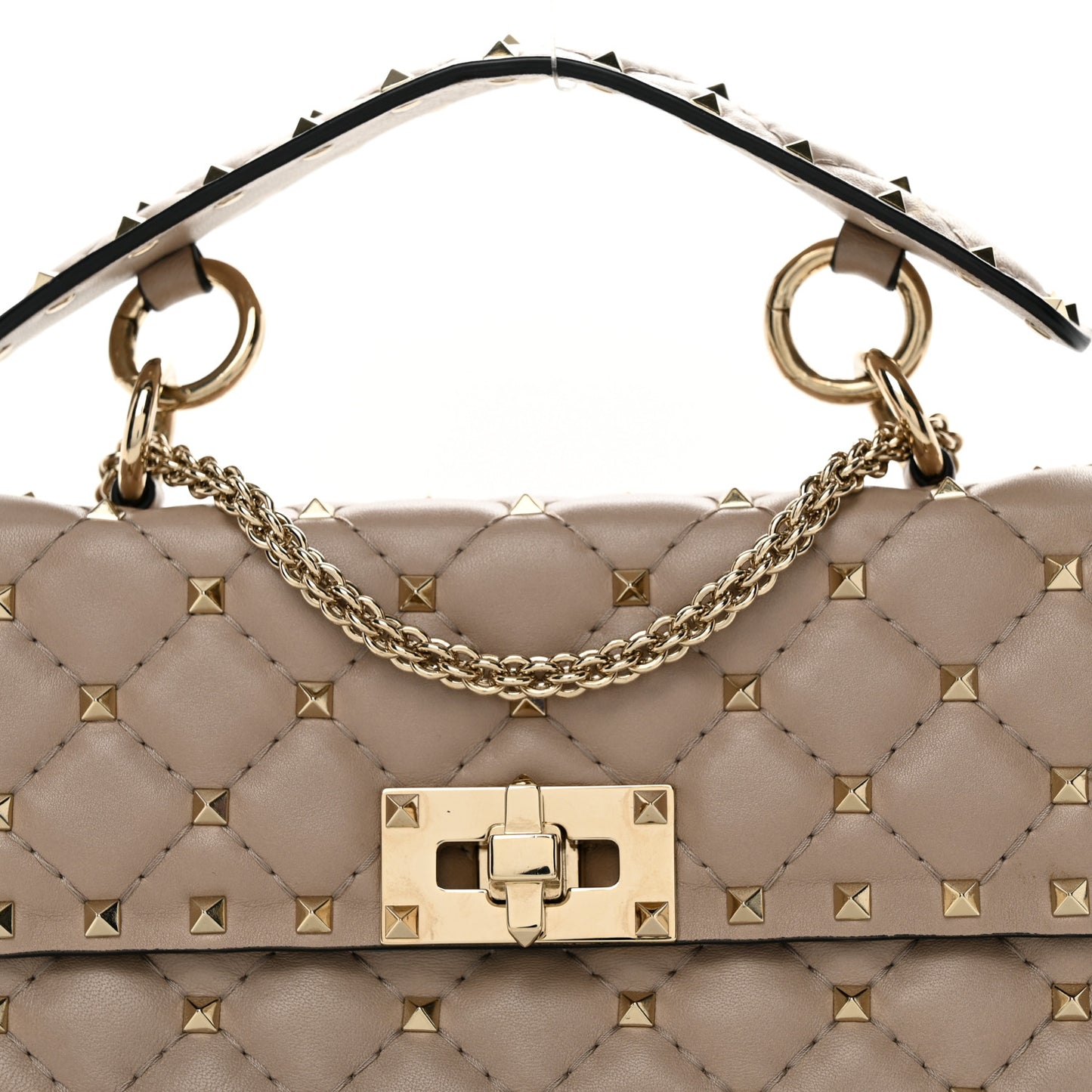 Lambskin Small Rockstud Spike Shoulder Bag Poudre