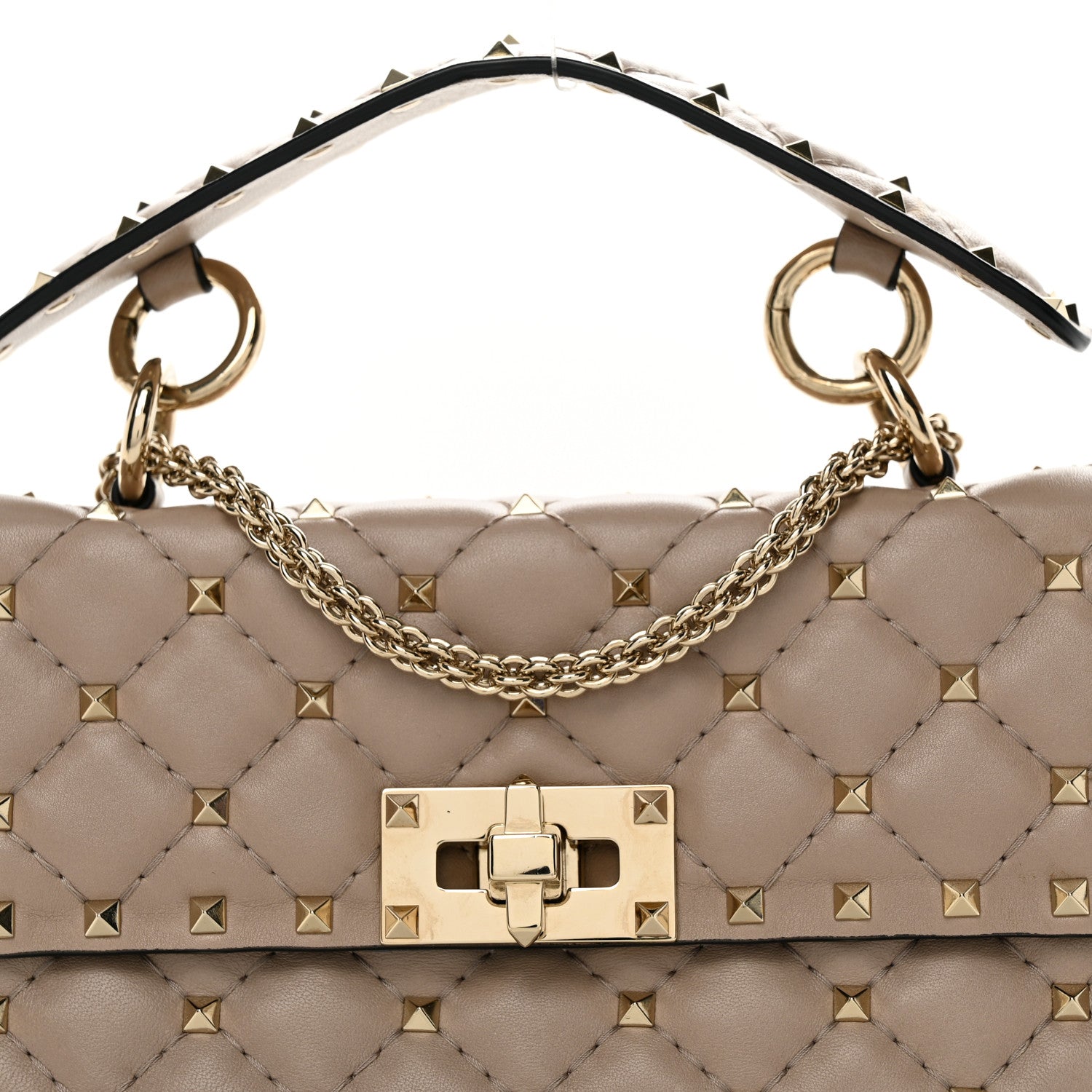 Valentino Garavani Lambskin Small Rockstud Spike Shoulder Bag Poudre 8 of 10