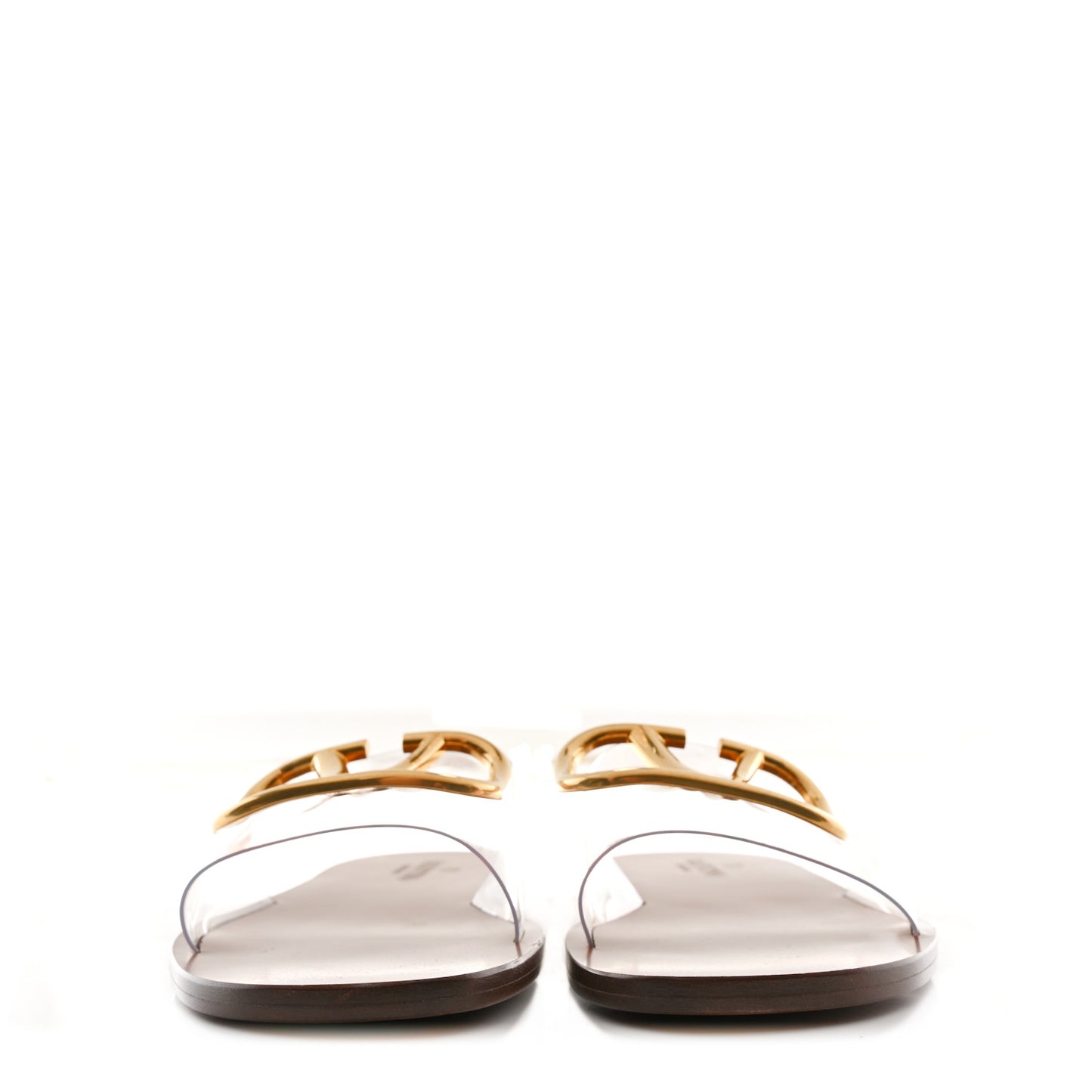 PVC Transparent Vlogo Flat Slide Sandals 36 Brown