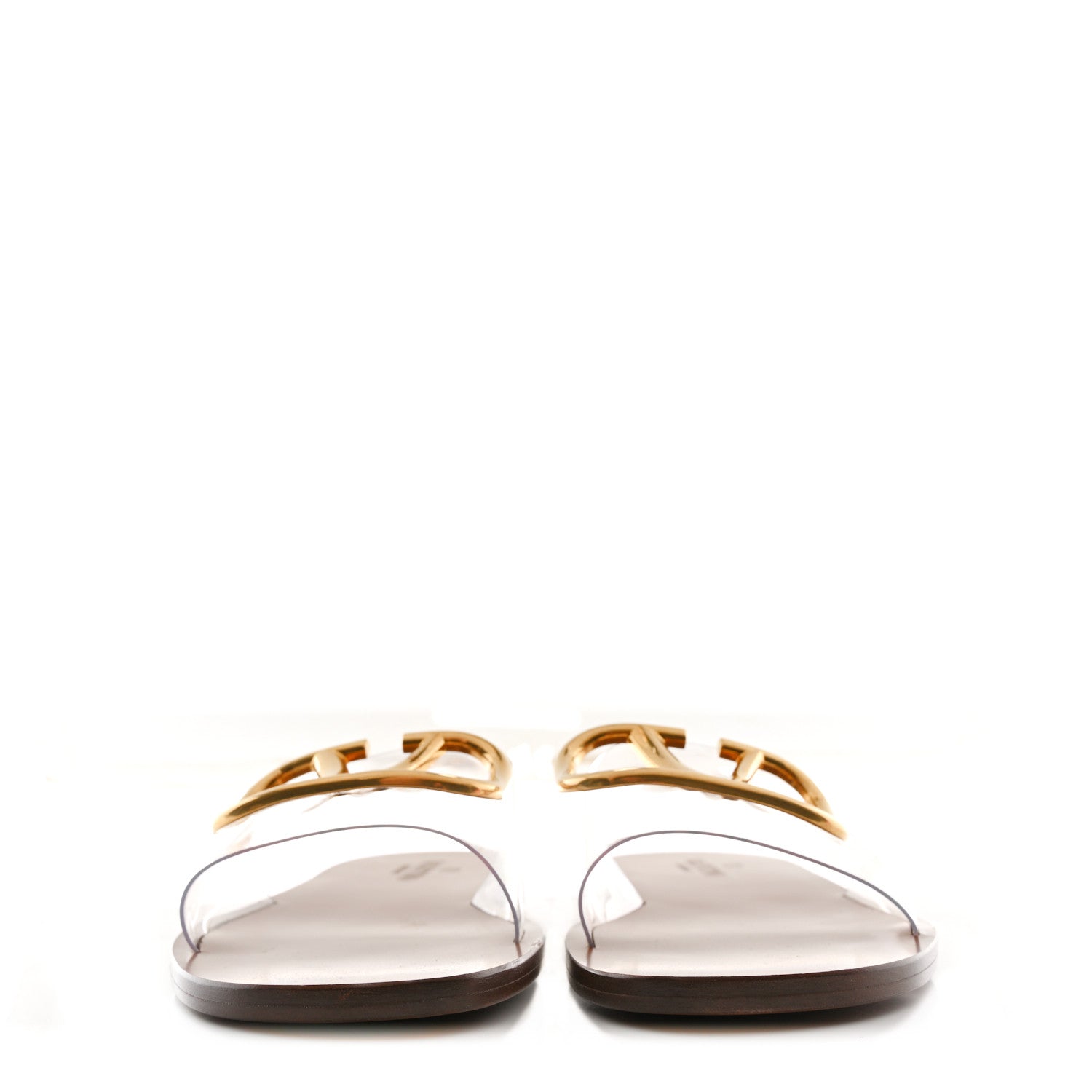 Valentino Garavani PVC Transparent Vlogo Flat Slide Sandals 36 Brown 2 of 8