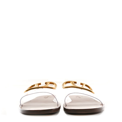 Valentino Garavani PVC Transparent Vlogo Flat Slide Sandals 36 Brown 2 of 8