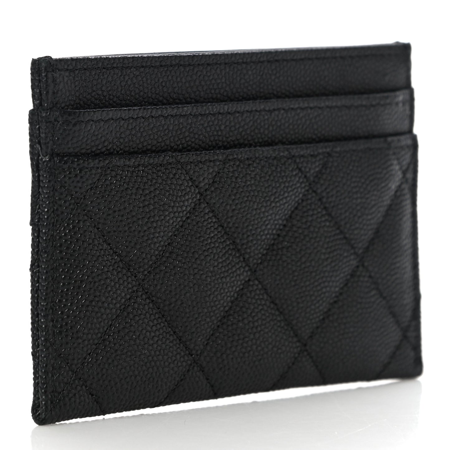 Caviar Quilted Vintage Mademoiselle Card Holder Black