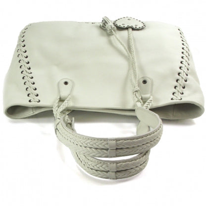 Christian Dior Leather Stitched Shopping Tote White 6 of 10