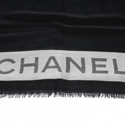Chanel Wool Cashmere Silk CC Scarf Shawl Black White 1 of 8