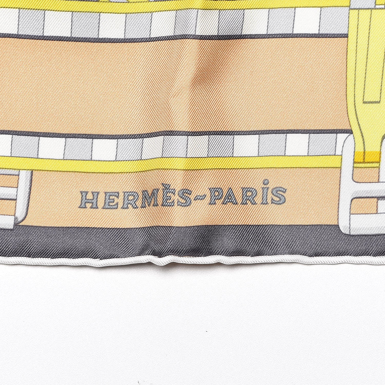 Hermes Silk Sangles En Zigzag Scarf 90 Turquoise Beige Gris 3 of 5