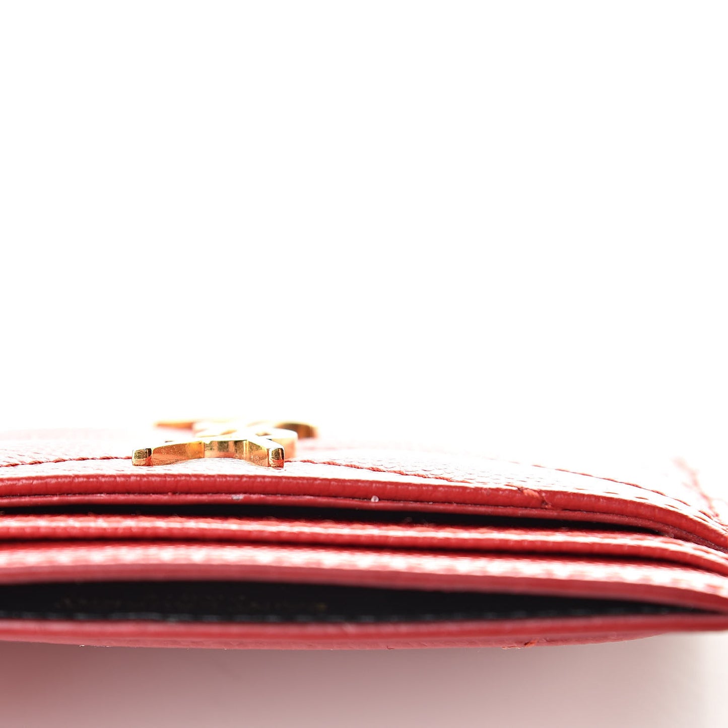 Grain De Poudre Matelasse Chevron Monogram Credit Card Case New Red