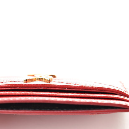 Saint Laurent Grain De Poudre Matelasse Chevron Monogram Credit Card Case New Red 12 of 12
