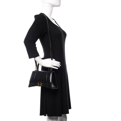 Balenciaga Shiny Box Calfskin Small Hourglass Top Handle Bag Black 2 of 10