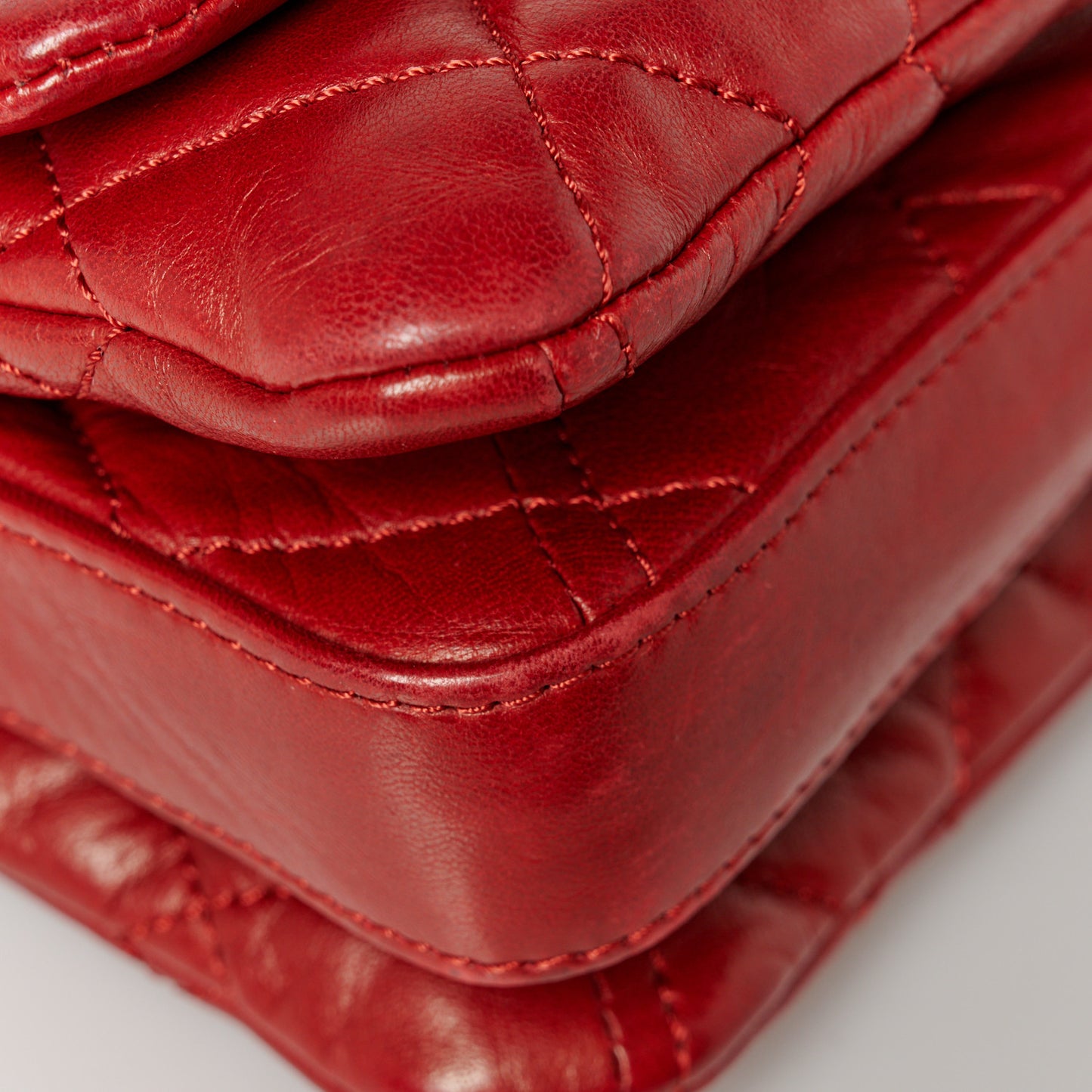 Lambskin Quilted Large 3 Flap Red