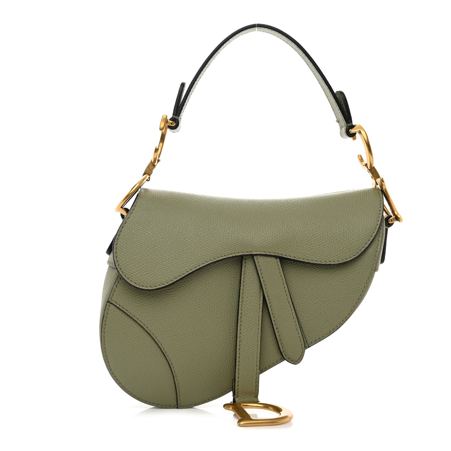 Christian Dior Grained Calfskin Mini Saddle Bag Green 1 of 10