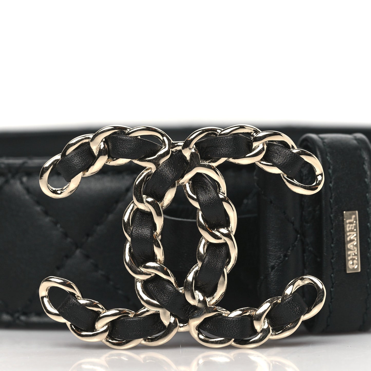 Calfskin Quilted CC Chain Belt 95 38 Black