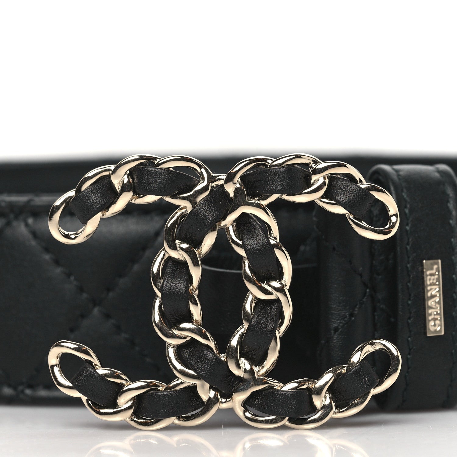 Chanel Calfskin Quilted CC Chain Belt 95 38 Black 2 of 5
