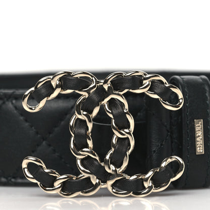Chanel Calfskin Quilted CC Chain Belt 95 38 Black 2 of 5