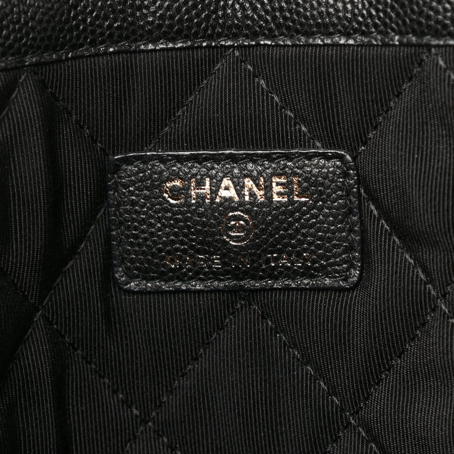 Caviar Quilted Large Golden Class Pouch Black