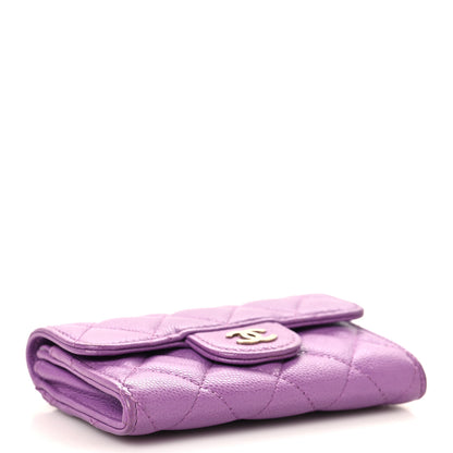 Chanel Caviar Quilted Flap Card Holder Wallet Purple 4 of 9