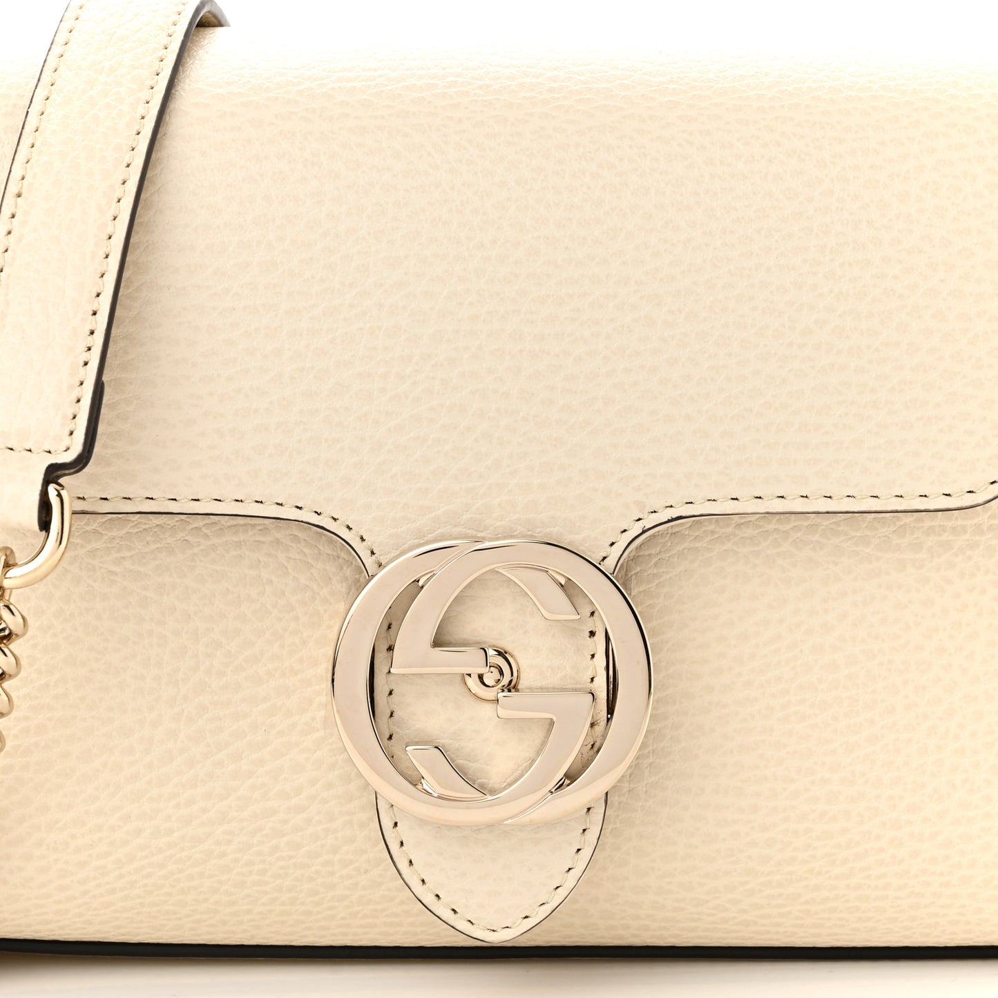 Dollar Calfskin Interlocking G Crossbody Bag Mystic White