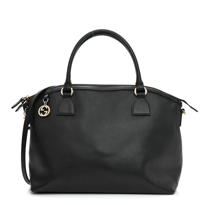 Gucci Dollar Calfskin Large GG Charm Dome Satchel Tote Black 1 of 8