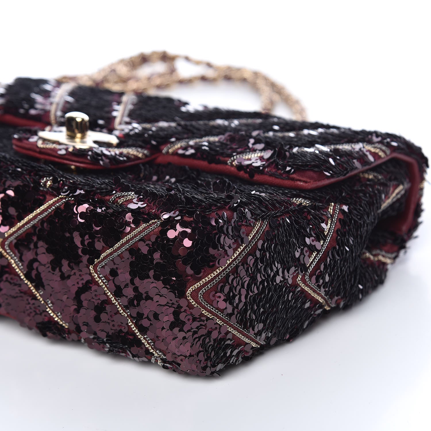 Chanel Sequins Chevron Classic Flap Burgundy 9 of 9