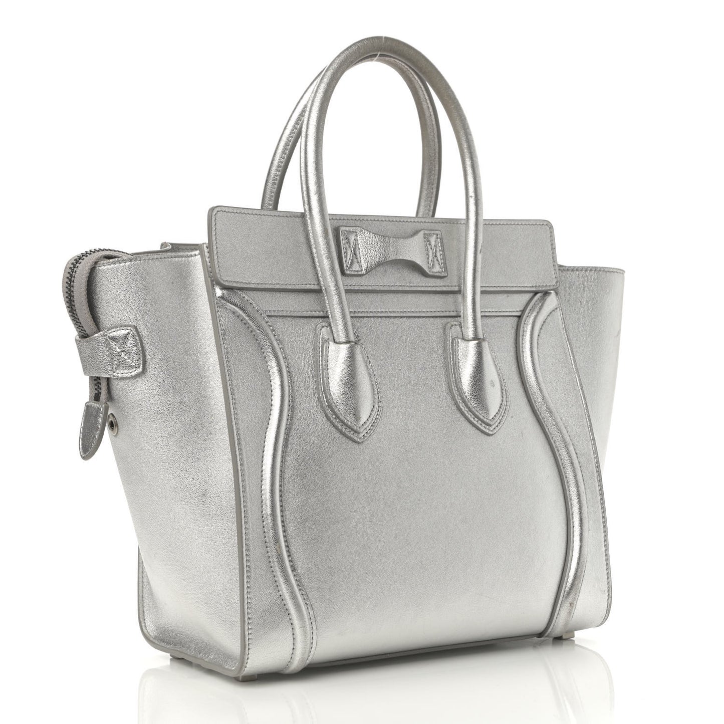 Laminated Lambskin Micro Luggage Silver