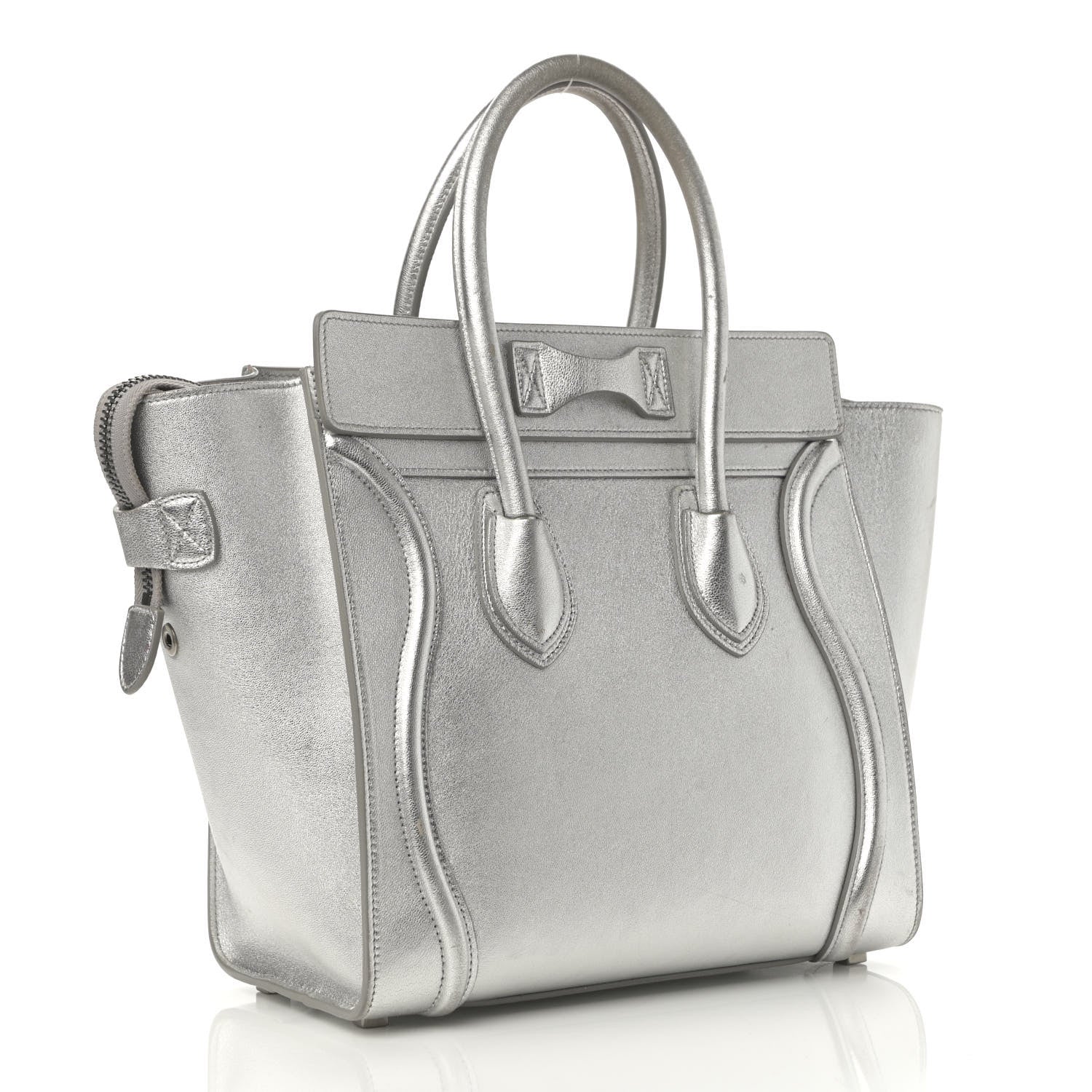 Celine Laminated Lambskin Micro Luggage Silver 3 of 26