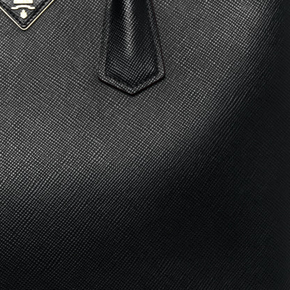 Prada Saffiano Cuir Large Double Bag Black Fuoco 7 of 15